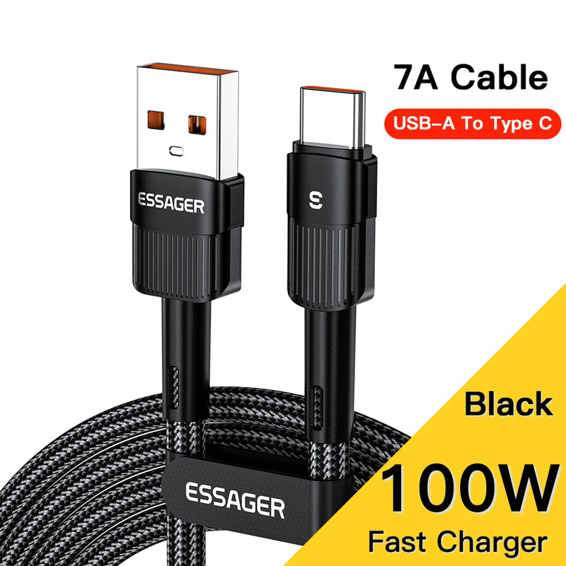 Cabo 100w Essager 7A para carregamento rápido.