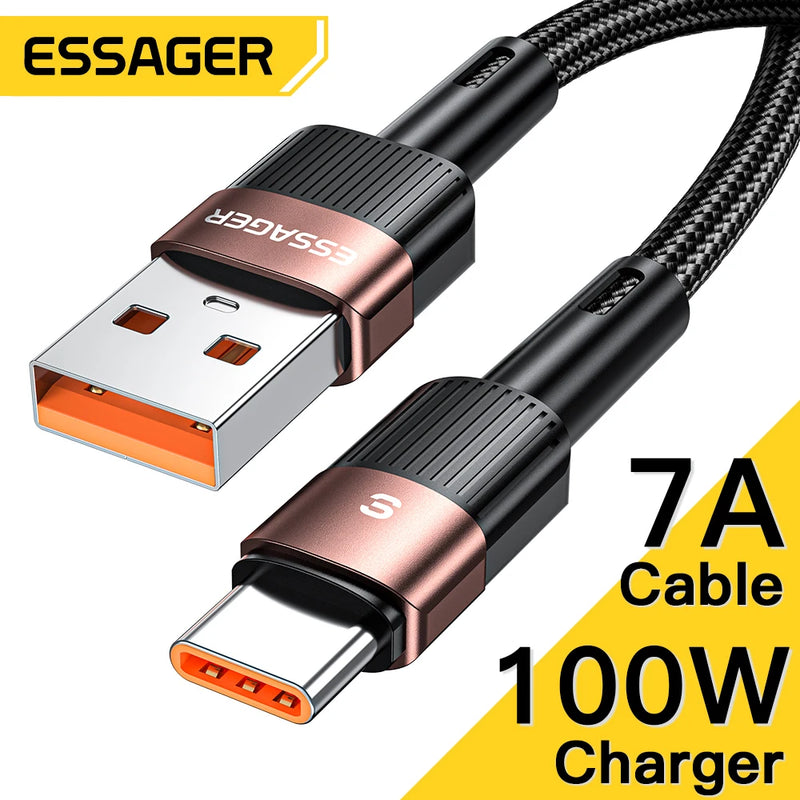 Cabo 100w Essager 7A para carregamento rápido.